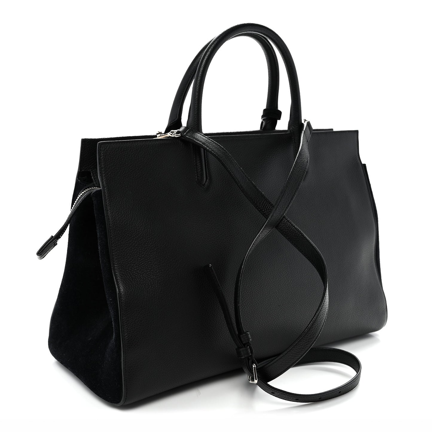Grained Calfskin Medium Rive Gauche Cabas Black