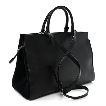 Saint Laurent Grained Calfskin Medium Rive Gauche Cabas Black 3 of 9