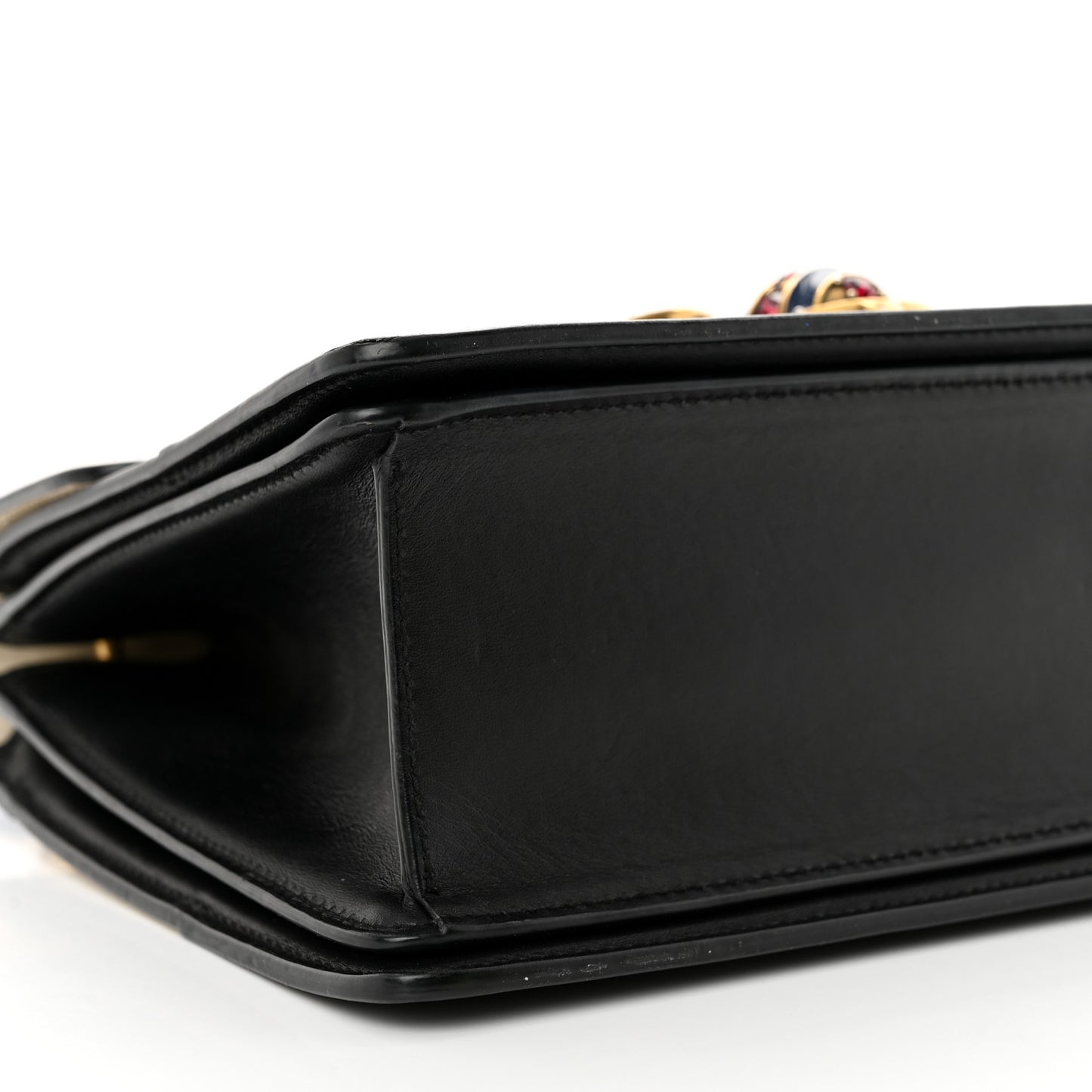 Calfskin Sylvie Web Small Queen Margaret Top Handle Bag Black White
