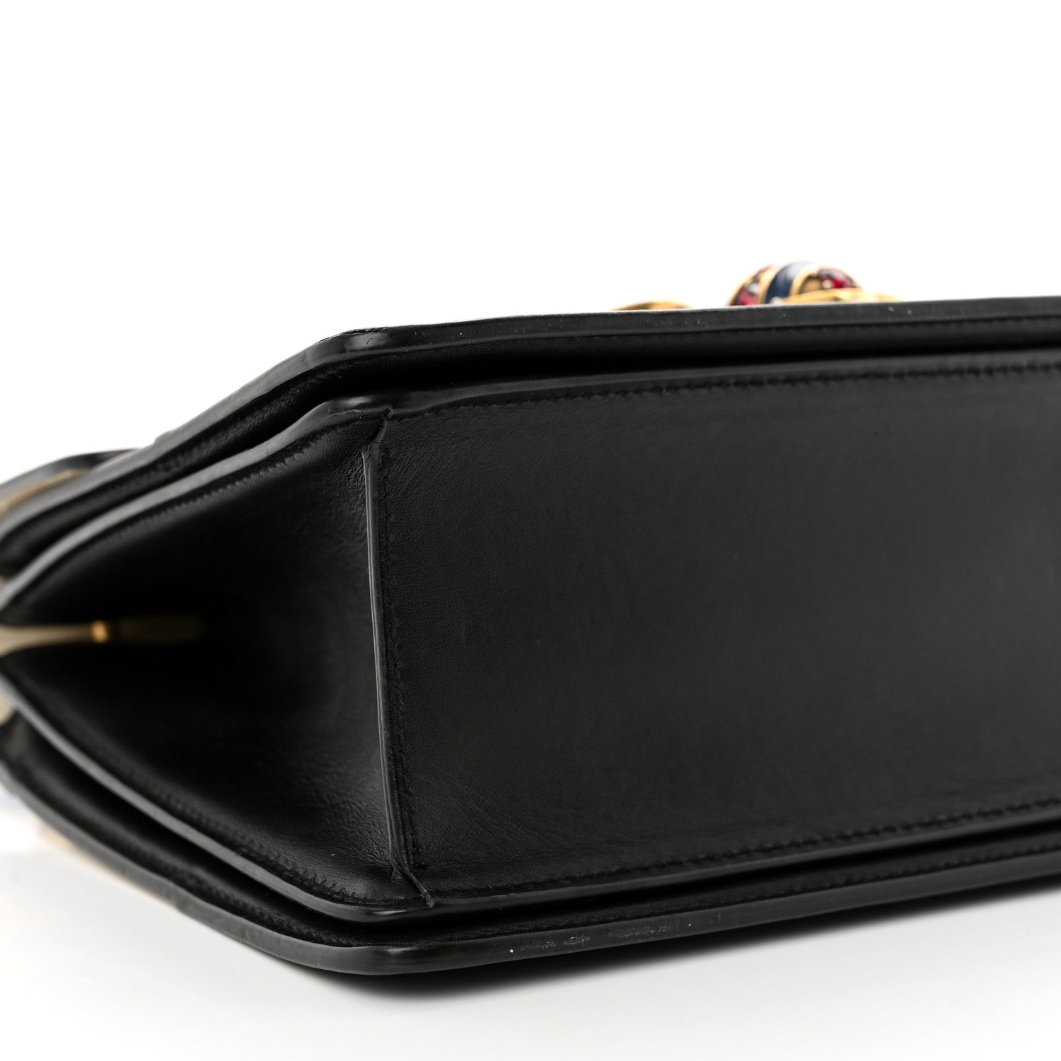Gucci Calfskin Sylvie Web Small Queen Margaret Top Handle Bag Black White 9 of 22
