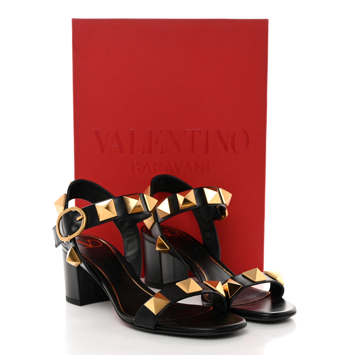 Valentino Garavani Calfskin Roman Stud 60mm Sandals 37.5 Black 9 of 9