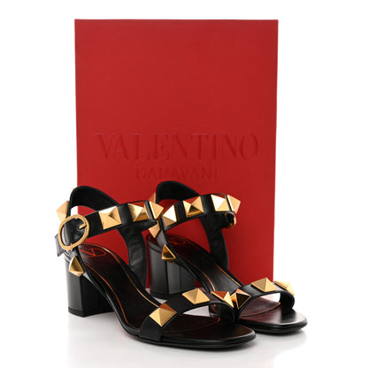Valentino Garavani Calfskin Roman Stud 60mm Sandals 37.5 Black 9 of 9