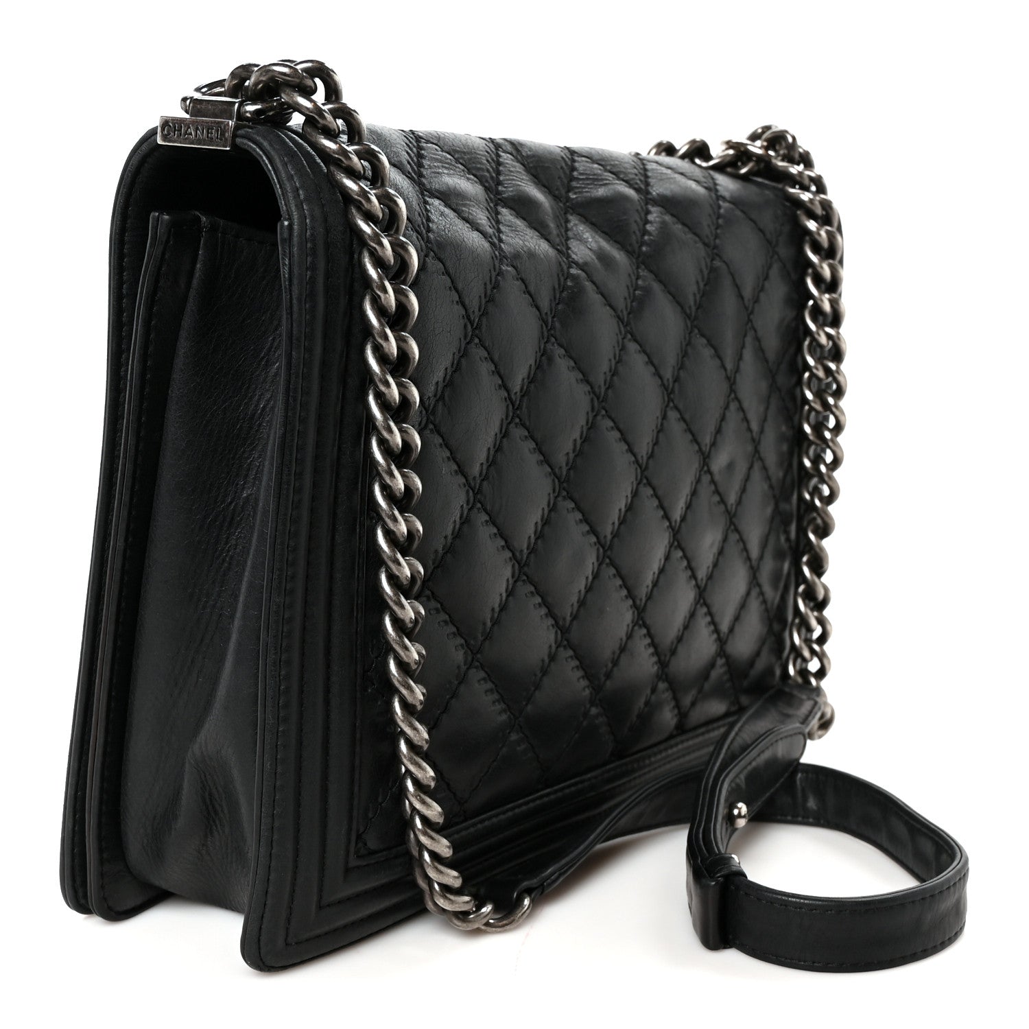 Chanel Calfskin Quilted Double Stitch New Medium Boy Flap Black 2 of 9