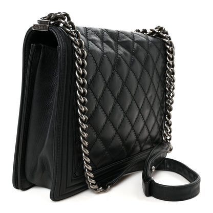 Chanel Calfskin Quilted Double Stitch New Medium Boy Flap Black 2 of 9