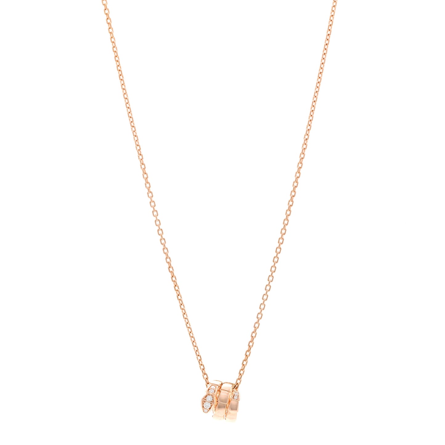 18K Rose Gold Diamond Serpenti Viper Demi Pave Pendant Necklace
