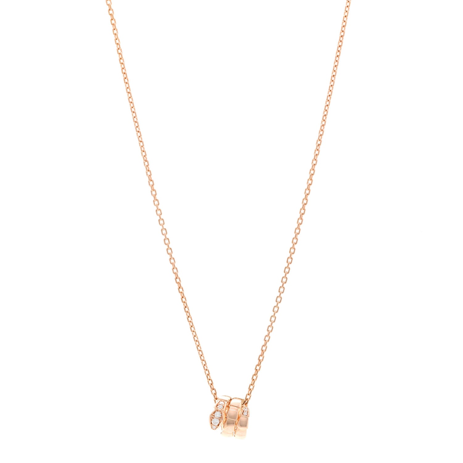 Bulgari 18K Rose Gold Diamond Serpenti Viper Demi Pave Pendant Necklace 1 of 5
