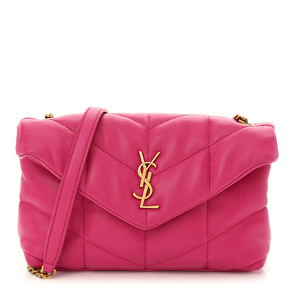 Saint Laurent Lambskin Quilted Toy Loulou Puffer Monogram Chain Satchel Bubblegum 1 of 11