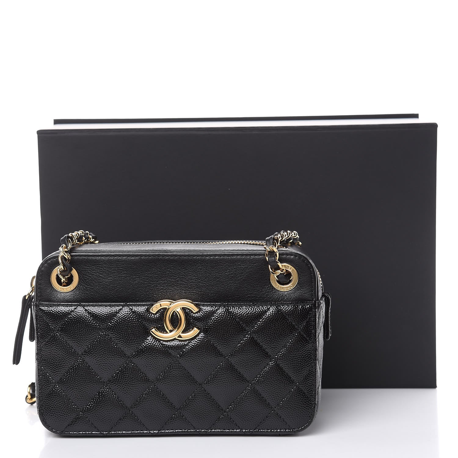 Chanel Metallic Lambskin Grained Calfskin Quilted Camera Case Black 10 of 10