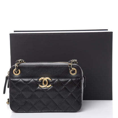 Chanel Metallic Lambskin Grained Calfskin Quilted Camera Case Black 10 of 10