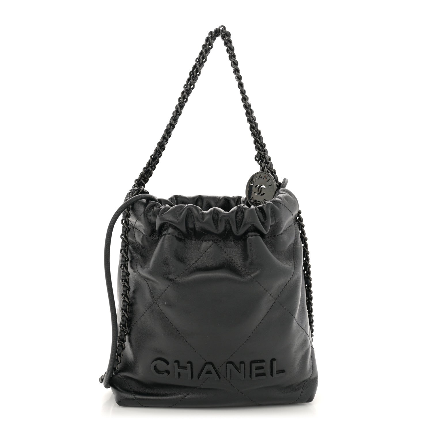 Chanel Shiny Calfskin Quilted Mini Chanel 22 So Black 1 of 12