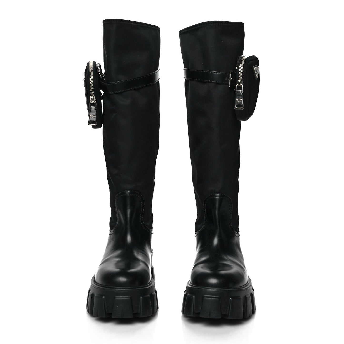 Spazzolato Rois Re-Nylon Metal Triangle Logo Monolith Pouch Pocket 55mm Tall Boots 38 Black