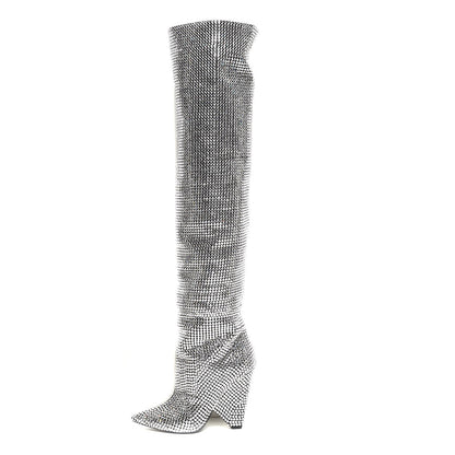 Saint Laurent Swarovski Crystal Embellished Niki 105 Thigh High Boots 39 1 of 9