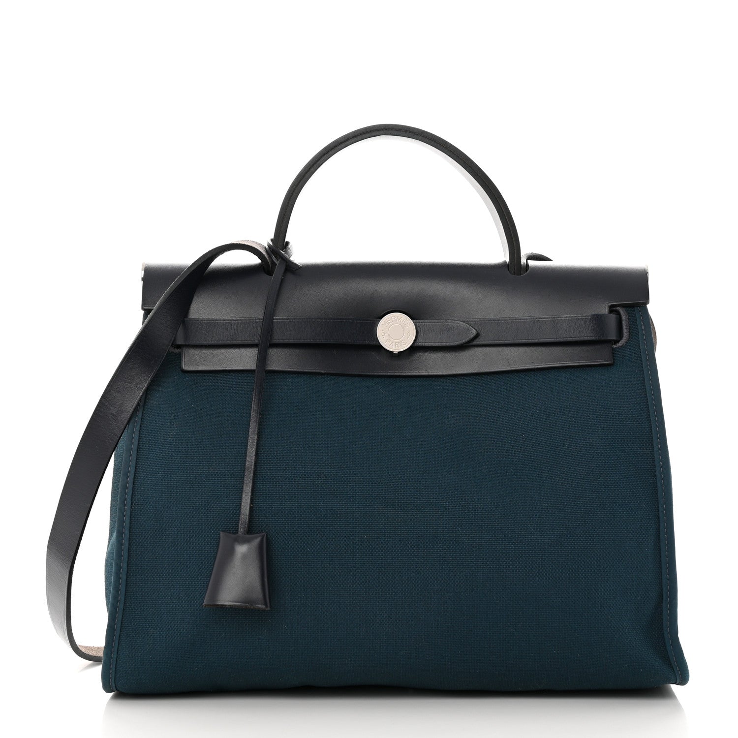 Hermes Military Toile Vache Hunter Herbag Zip 31 PM Bleu Ocean Bleu Indigo 3 of 14