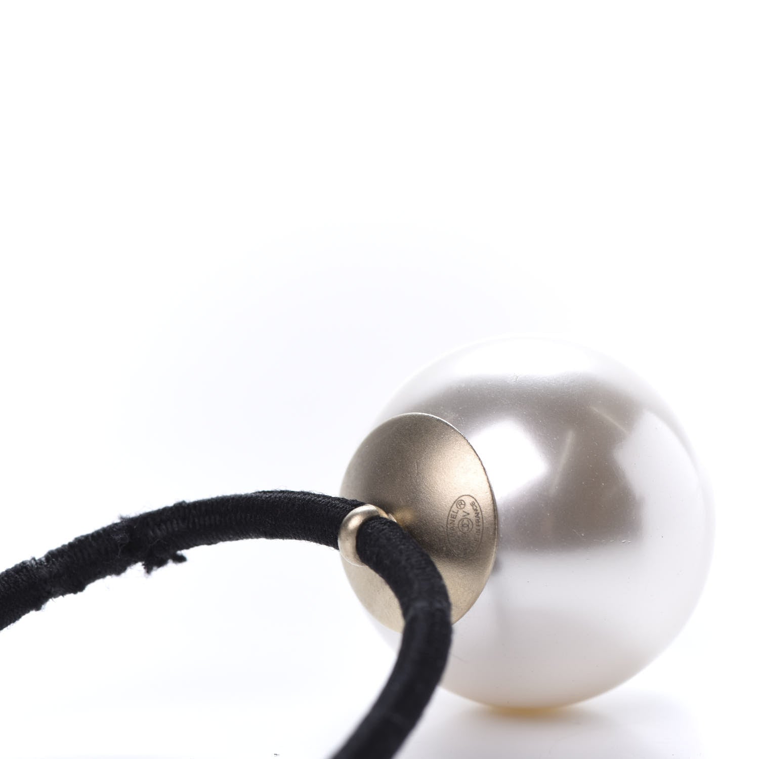 Chanel Pearl CC Hair Tie Black White 4 of 4