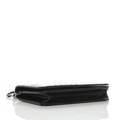 Chanel Patent Chevron Quilted CC Wallet On Chain WOC Black 4 of 8