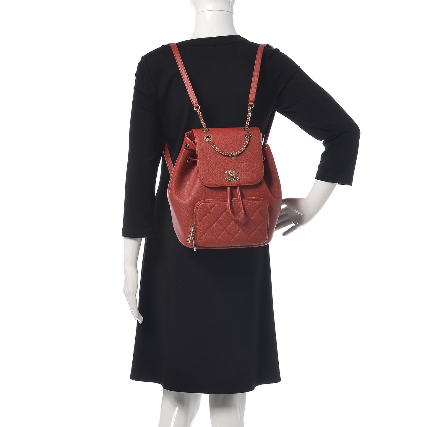 Caviar Quilted Business Affinity Backpack Dark Red