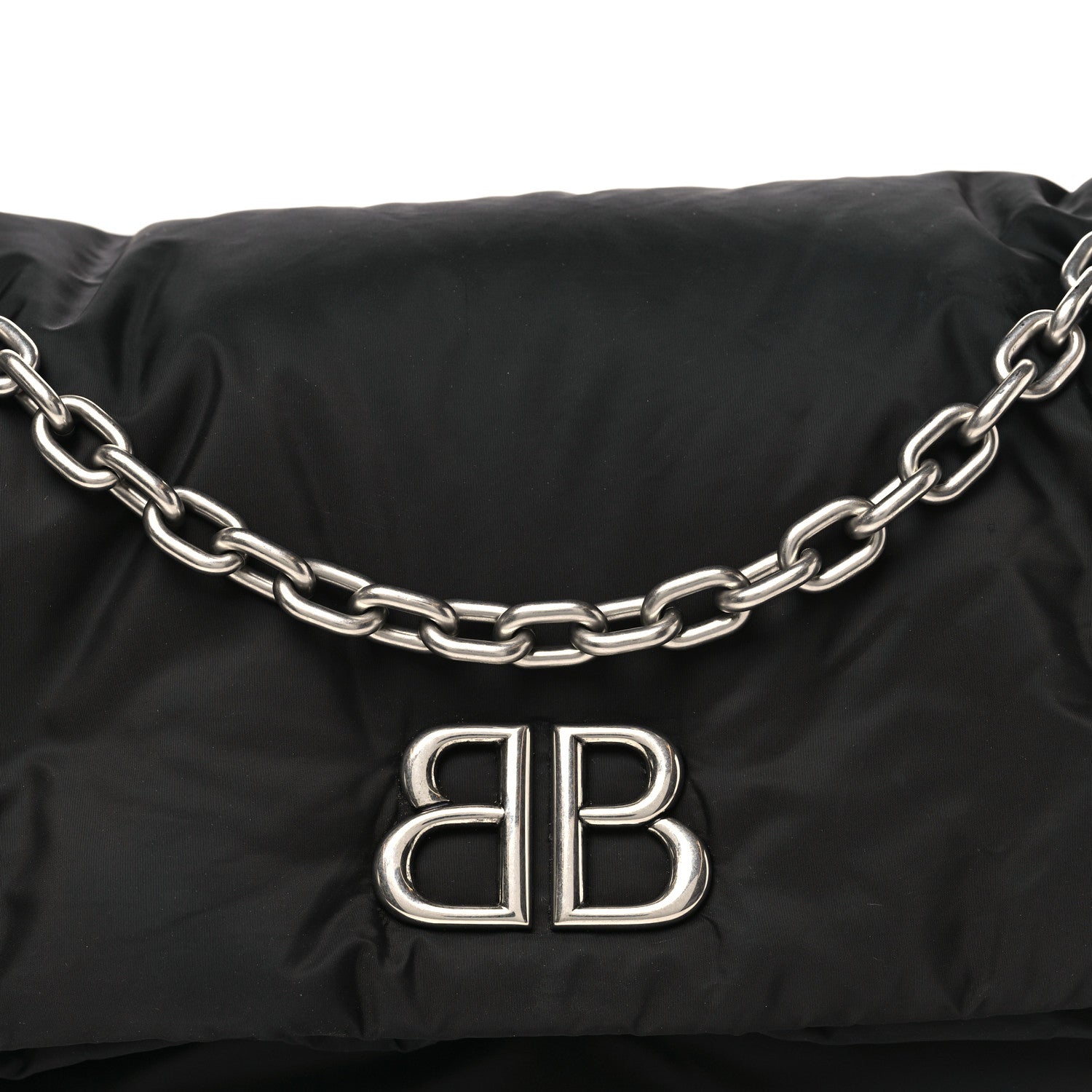 Balenciaga Nylon Medium Monaco Chain Shoulder Bag Black 8 of 10