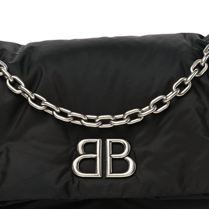 Balenciaga Nylon Medium Monaco Chain Shoulder Bag Black 8 of 10