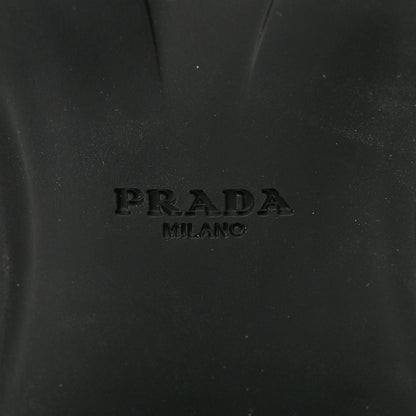 Prada Spazzolato Re-Nylon Metal Triangle Logo Lace Up 85mm Boots 35.5 Black 6 of 15