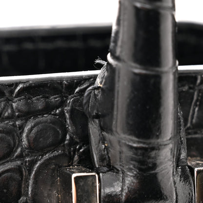 Saint Laurent Calfskin Crocodile Embossed Small Uptown Tote Black 15 of 16
