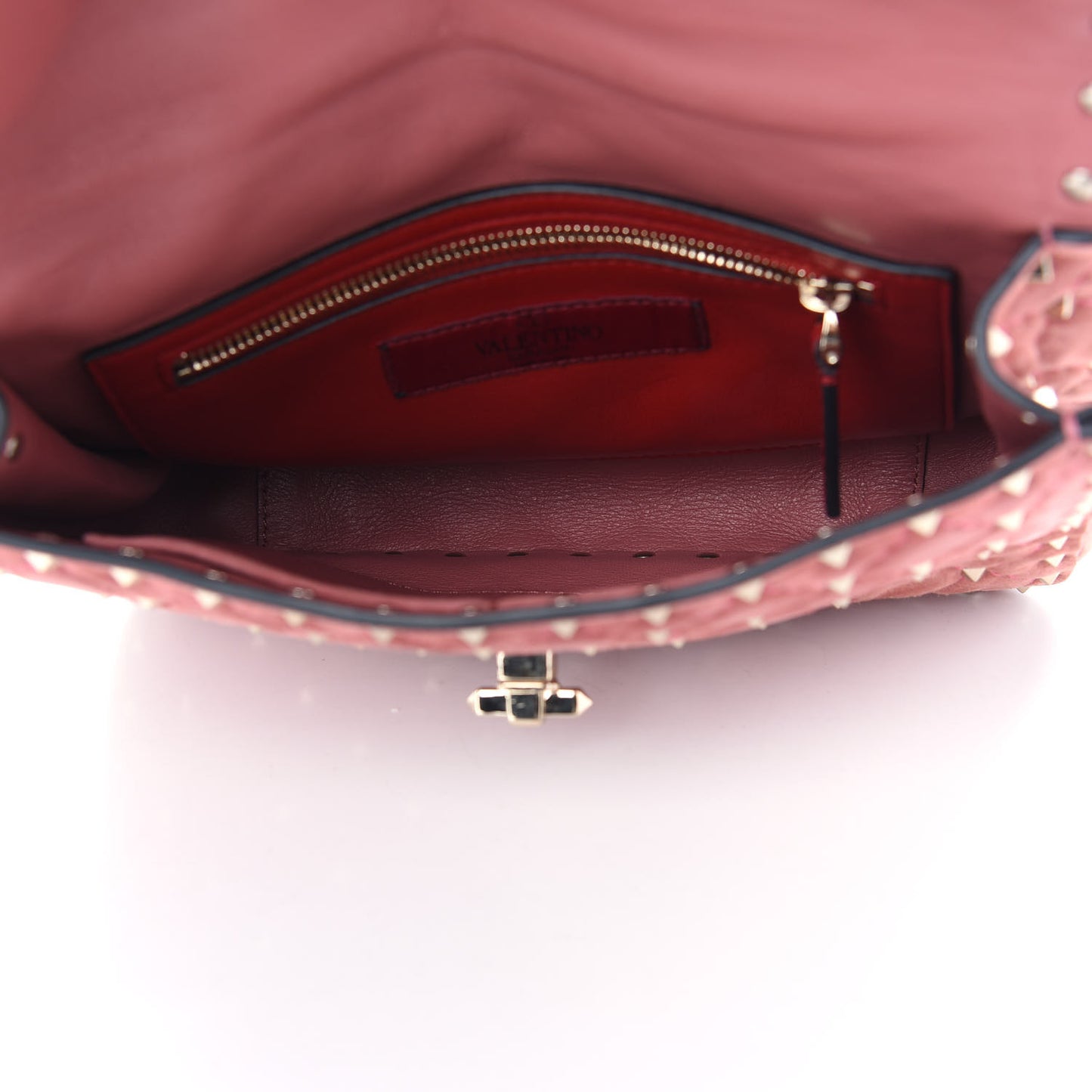 Suede Medium Rockstud Spike Shoulder Bag Antico Rosa