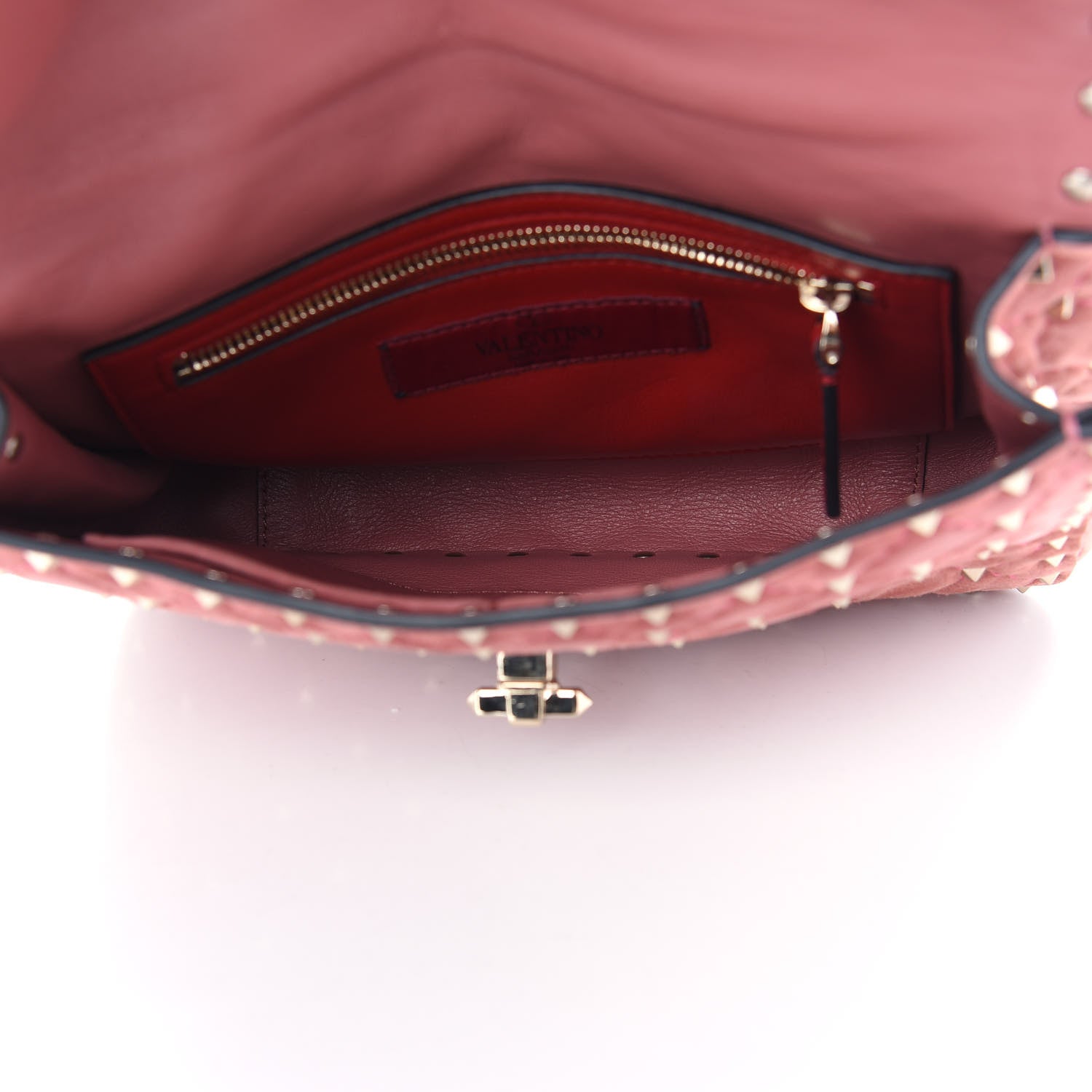Valentino Garavani Suede Medium Rockstud Spike Shoulder Bag Antico Rosa 5 of 8