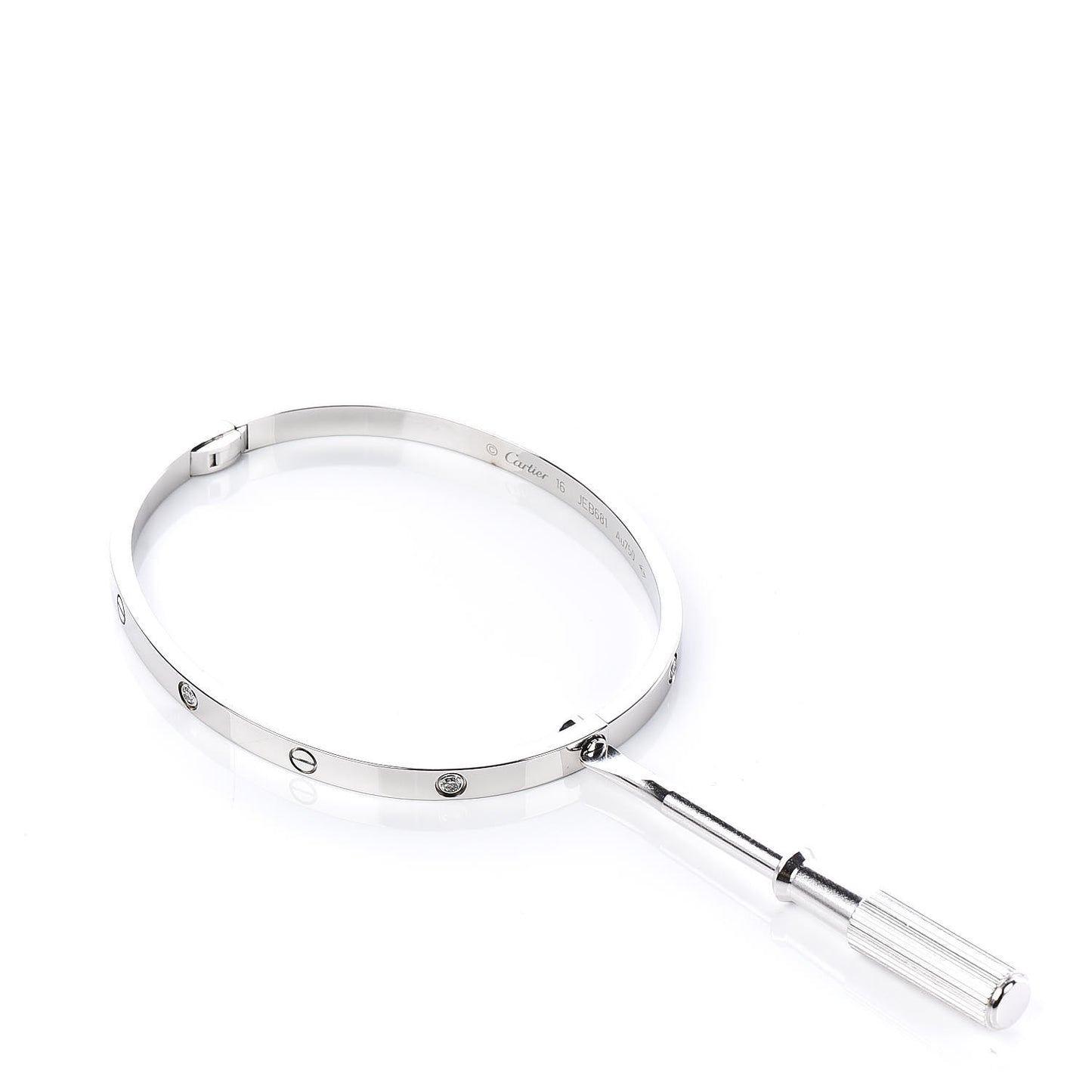 18K White Gold 6 Diamond Small LOVE Bracelet 16