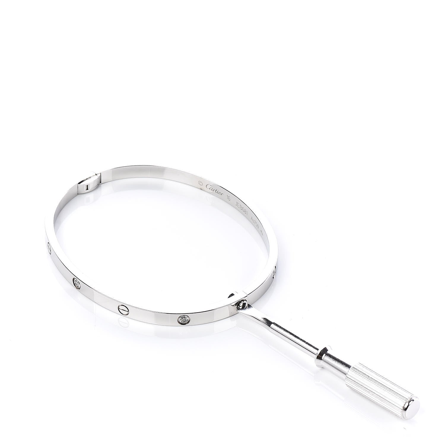 Cartier 18K White Gold 6 Diamond Small LOVE Bracelet 16 4 of 7