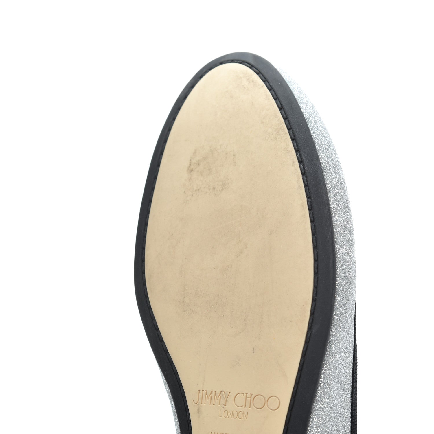 Jimmy Choo Dusty Glitter Ballet Flats 37 Silver 14 of 17