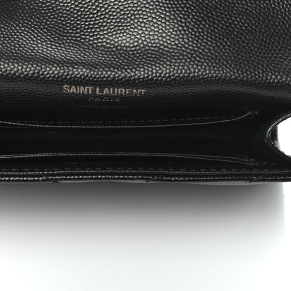 Saint Laurent Grain De Poudre Matelasse Chevron Small Monogram Envelope Wallet Black 5 of 7