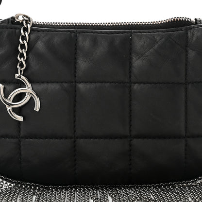 Chanel Lambskin Square Quilted Chain Fringe Pochette Black 8 of 10