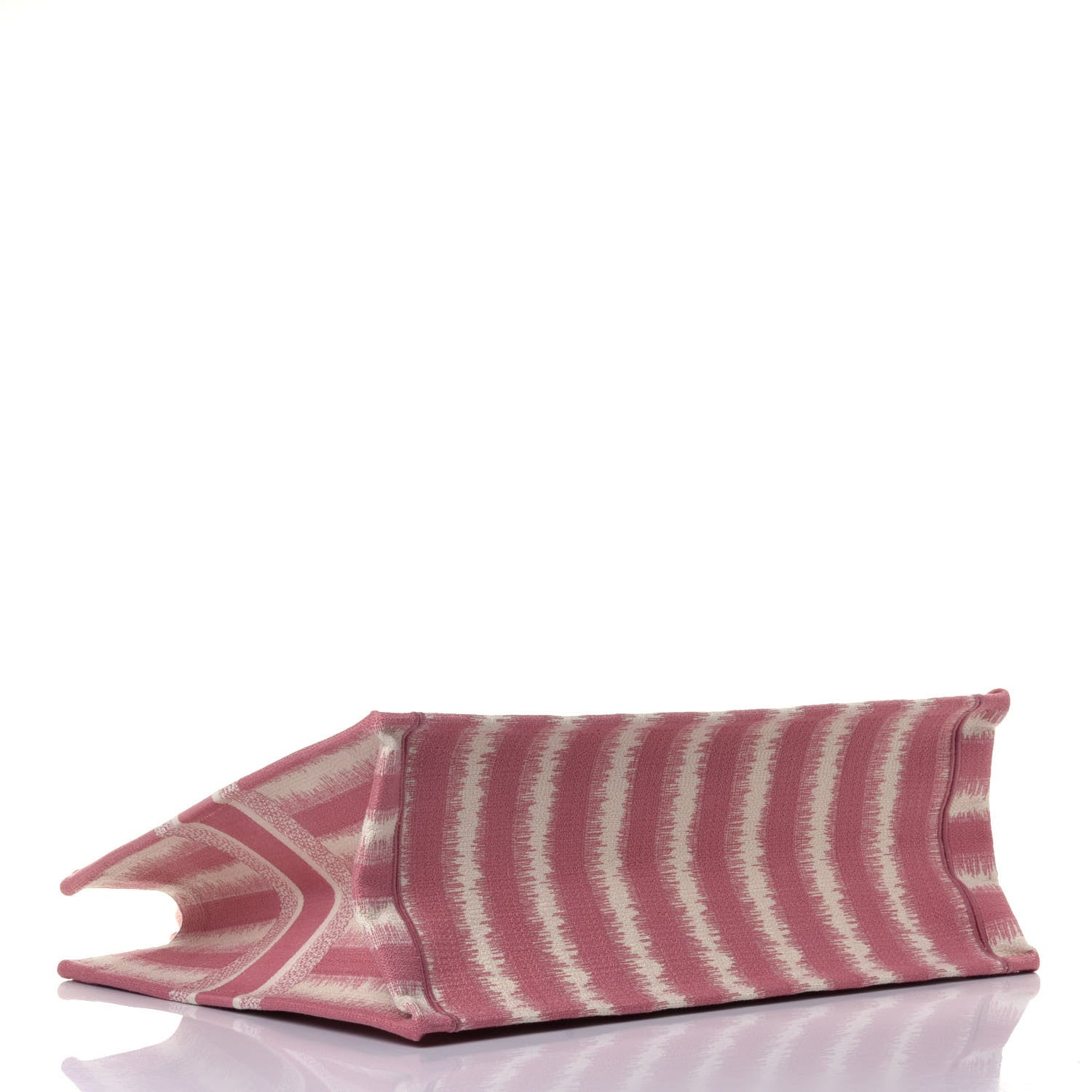 Christian Dior Canvas Embroidered Large Striped Book Tote Pink 4 of 11