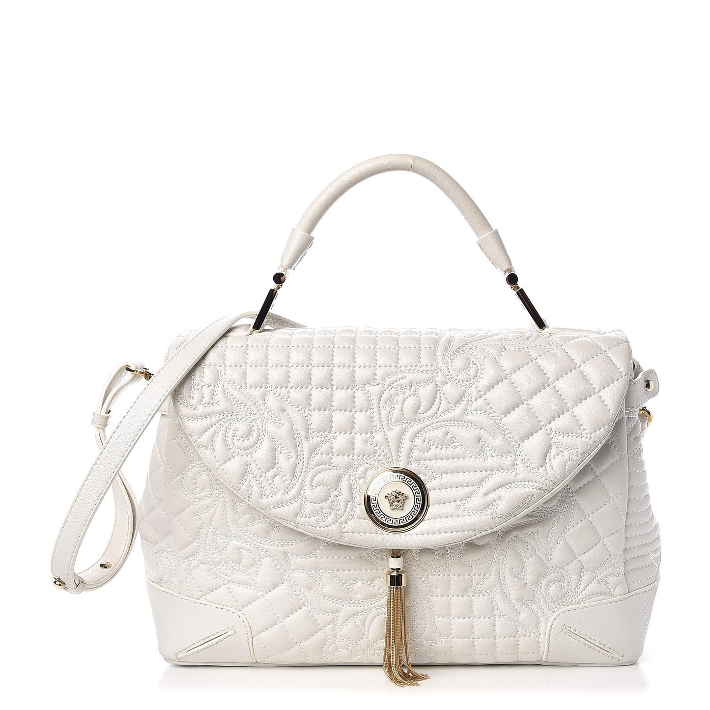 Nappa Barocco Quilted Altea Vanitas Satchel White