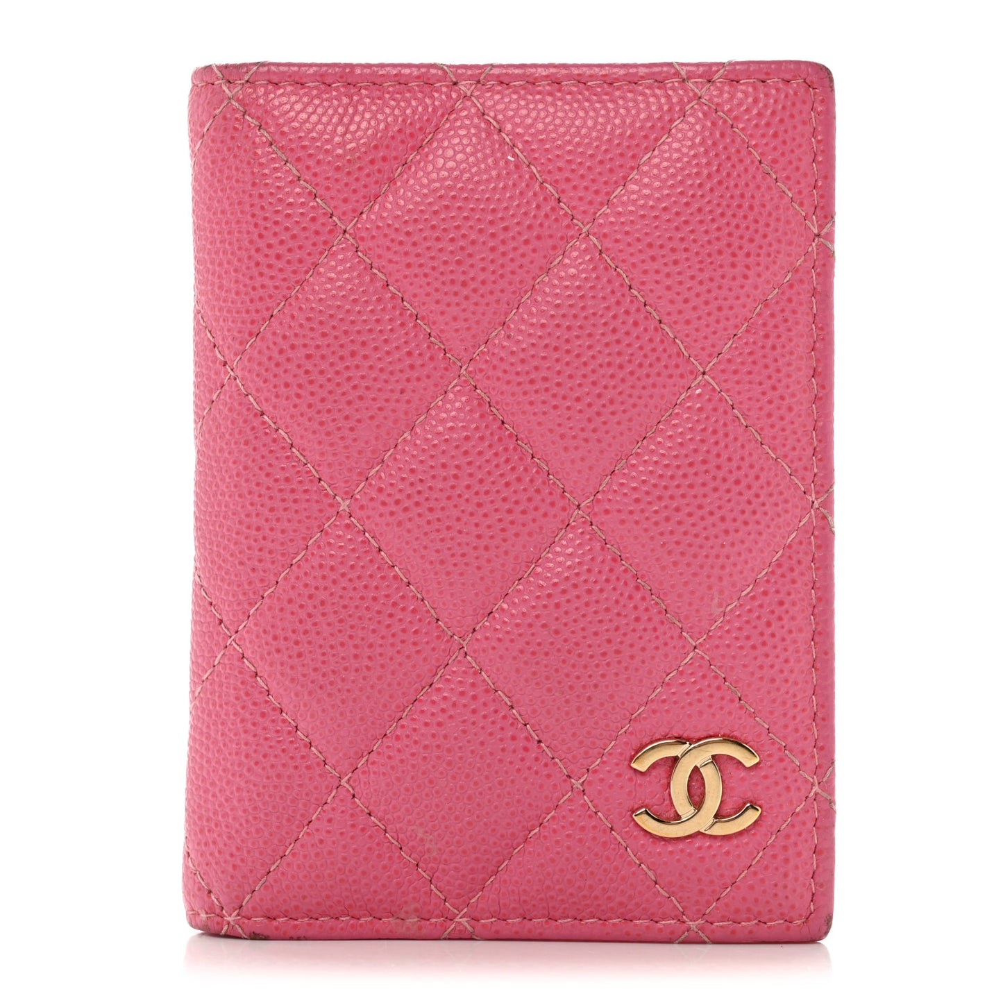 Caviar Quilted Card Holder Wallet Pink