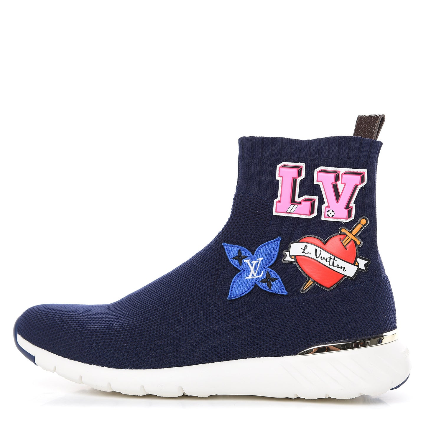 Stretch Fabric LV Black Heart Sock Sneaker 38 Marine