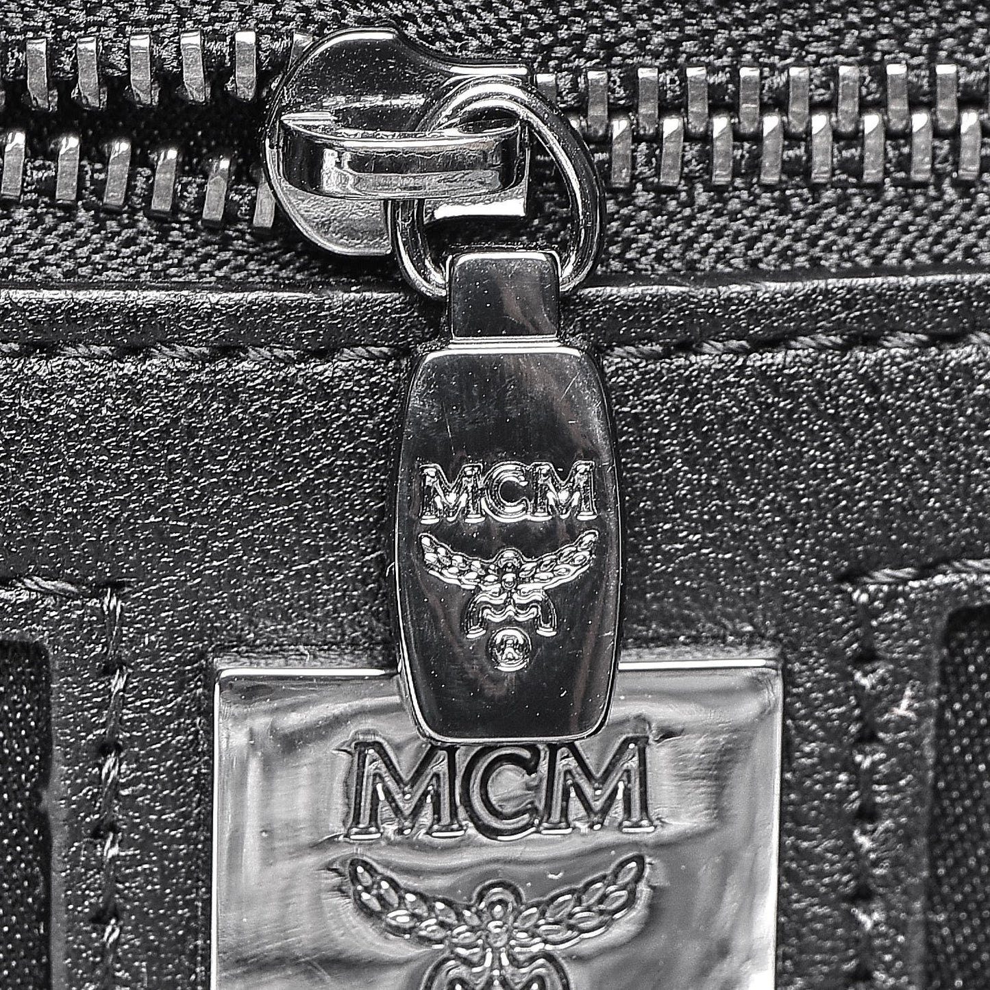 Metallic Visetos Calfskin Medium Studded Munich Lion Stark Backpack Silver Black