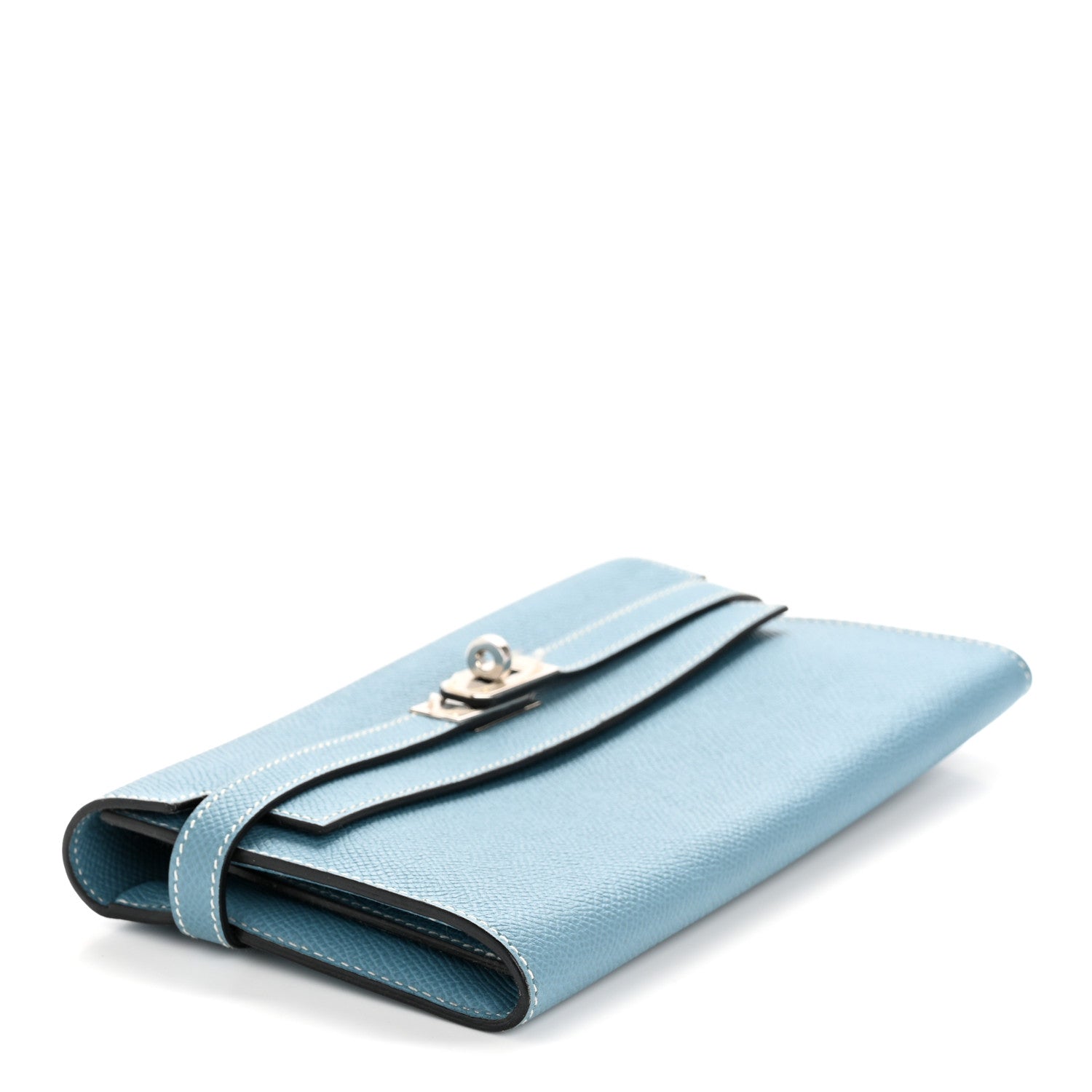 Hermes Epsom Kelly Longue Wallet Blue Jean 4 of 12