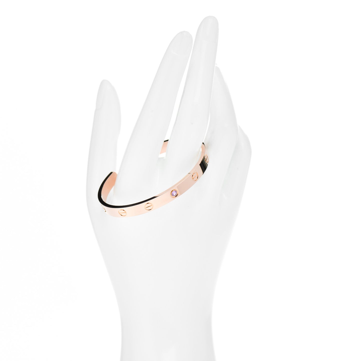 18K Pink Gold Pink Sapphire LOVE Cuff Bracelet 17