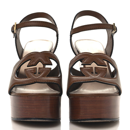 Gucci Cosmos Softy Calfskin Wooden Interlocking G Cut-Out 30/120mm Platform Sandals 36 Cuir 2 of 10