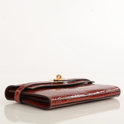 Hermes Shiny Alligator Kelly Longue Wallet Rouge H 12 of 16