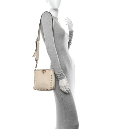 Valentino Garavani Pebbled Calfskin Mini Rockstud Flip-Lock Messenger Bag Light Ivory 3 of 10