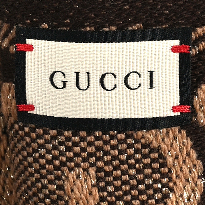 Gucci Wool Lame Jacquard Monogram Jumbo GG Lady Nest Lux Scarf