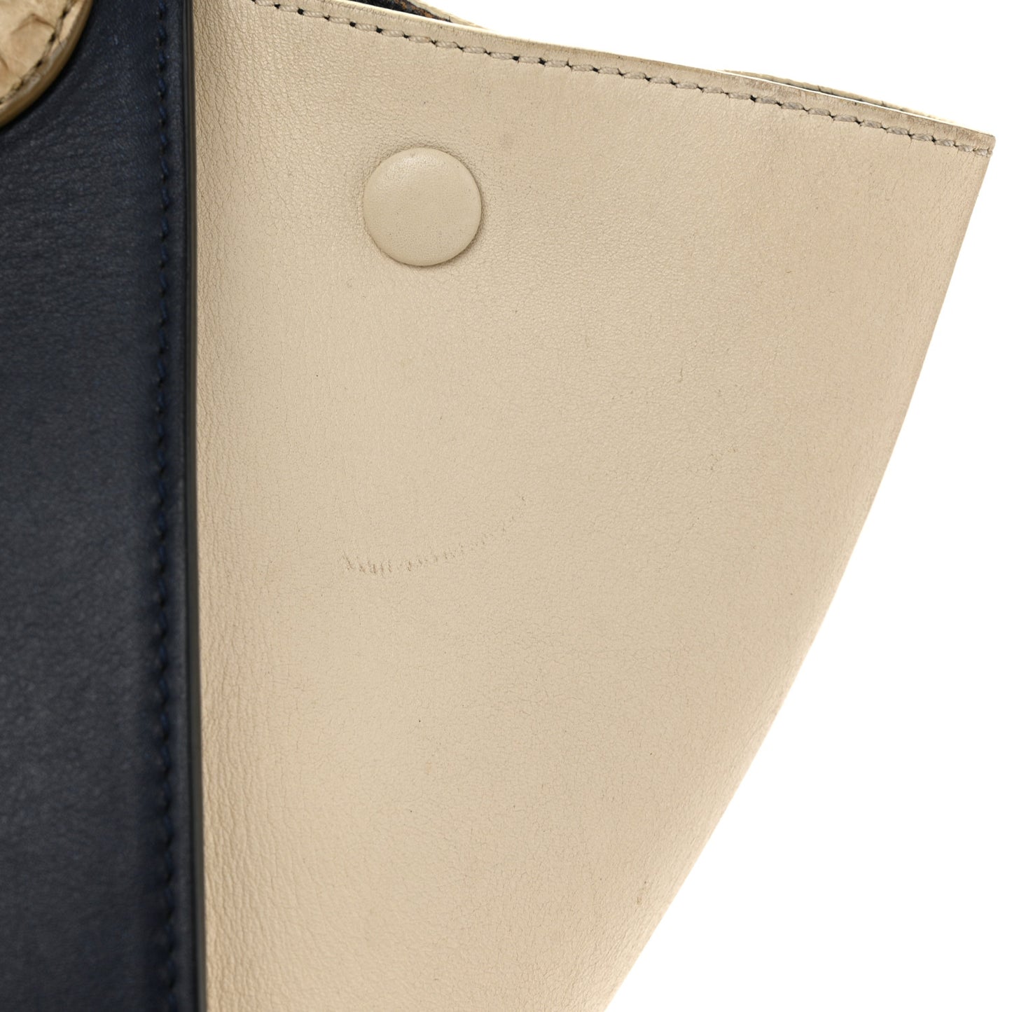 Snakeskin Calfskin Medium Trapeze Natural Navy Blue