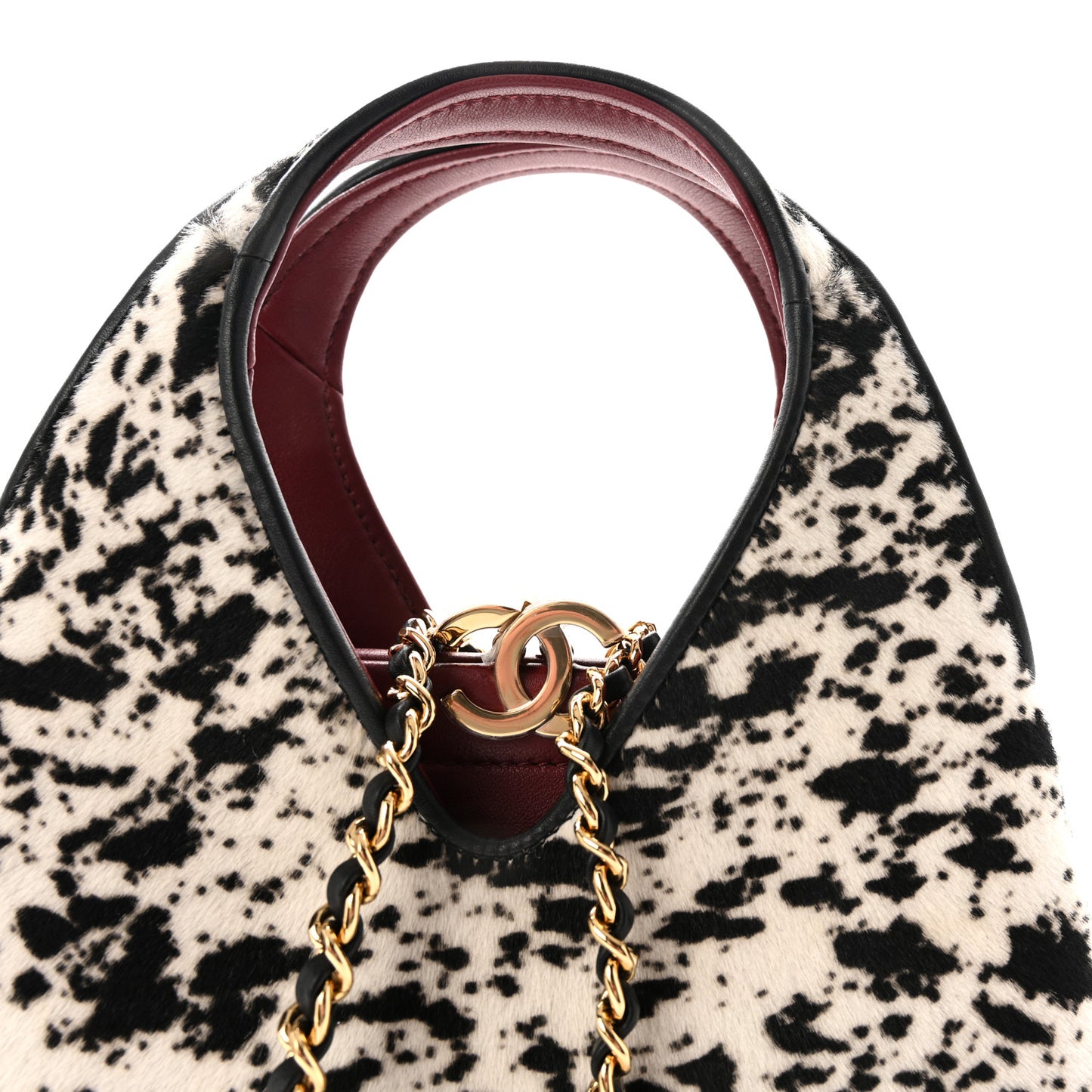 Pony Hair Printed Chic Lady Small Shopping Tote White Black