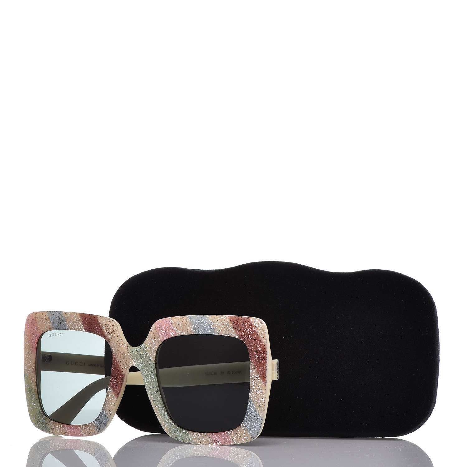 Gucci Square Frame Stripe Glitter GG0328S Sunglasses Ivory Multicolor 7 of 7