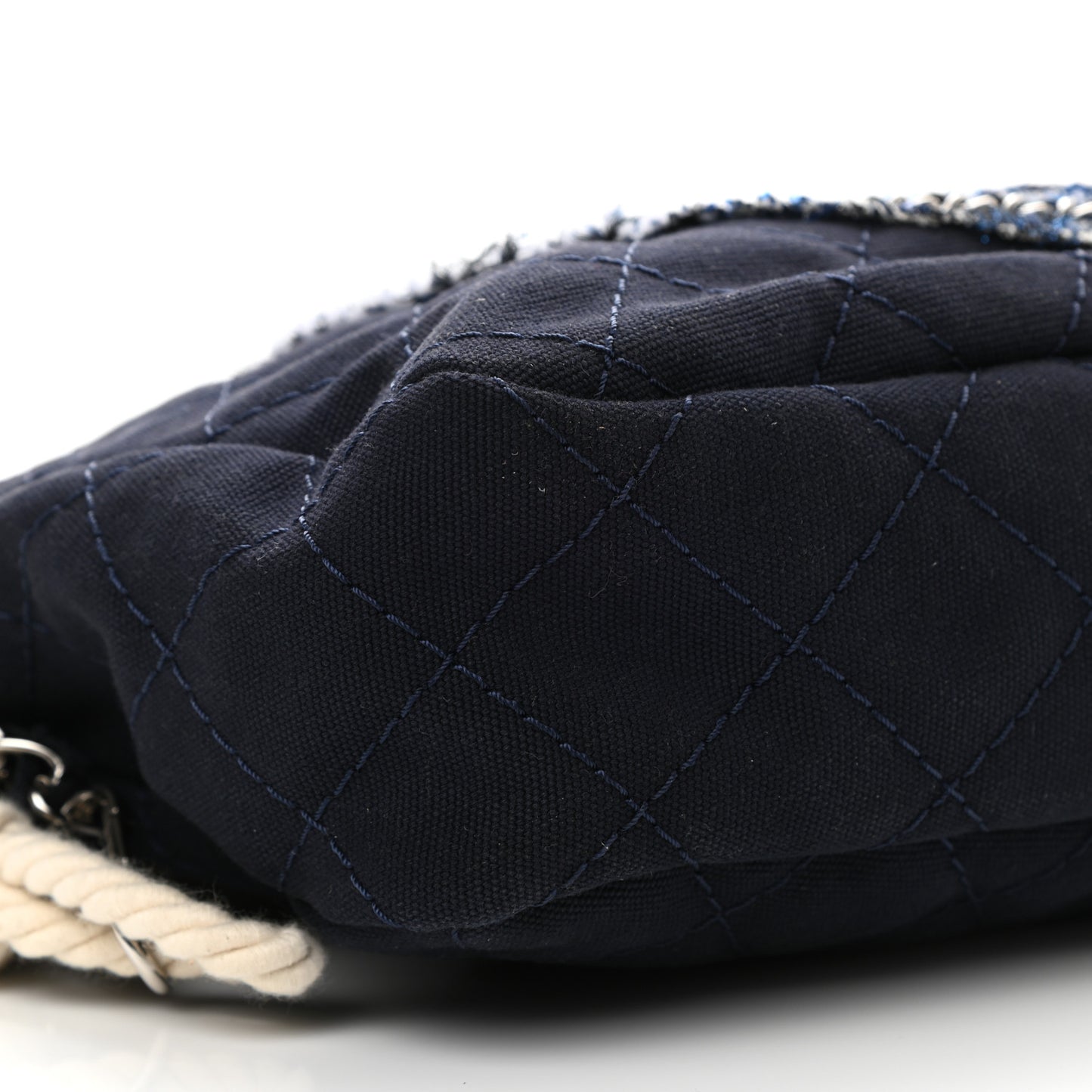 Canvas Quilted La Pausa Large Shopping Tote Navy