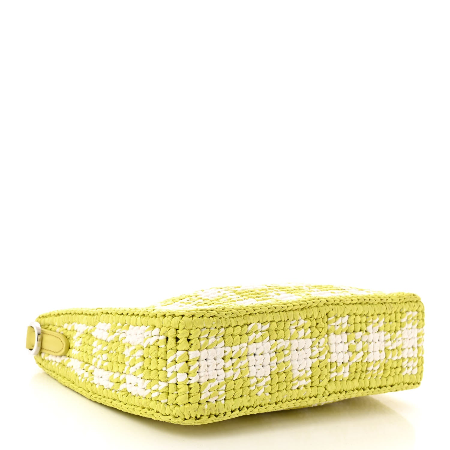 Prada Yarn Raffia Effect Crochet Mini Re-Edition Shoulder Bag Citron Yellow 4 of 12
