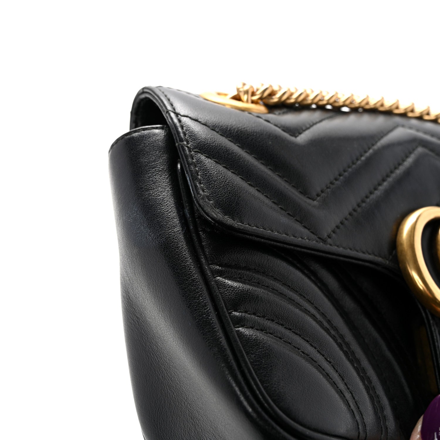 Gucci Calfskin Matelasse Mini GG Marmont Shoulder Bag Black 11 of 15