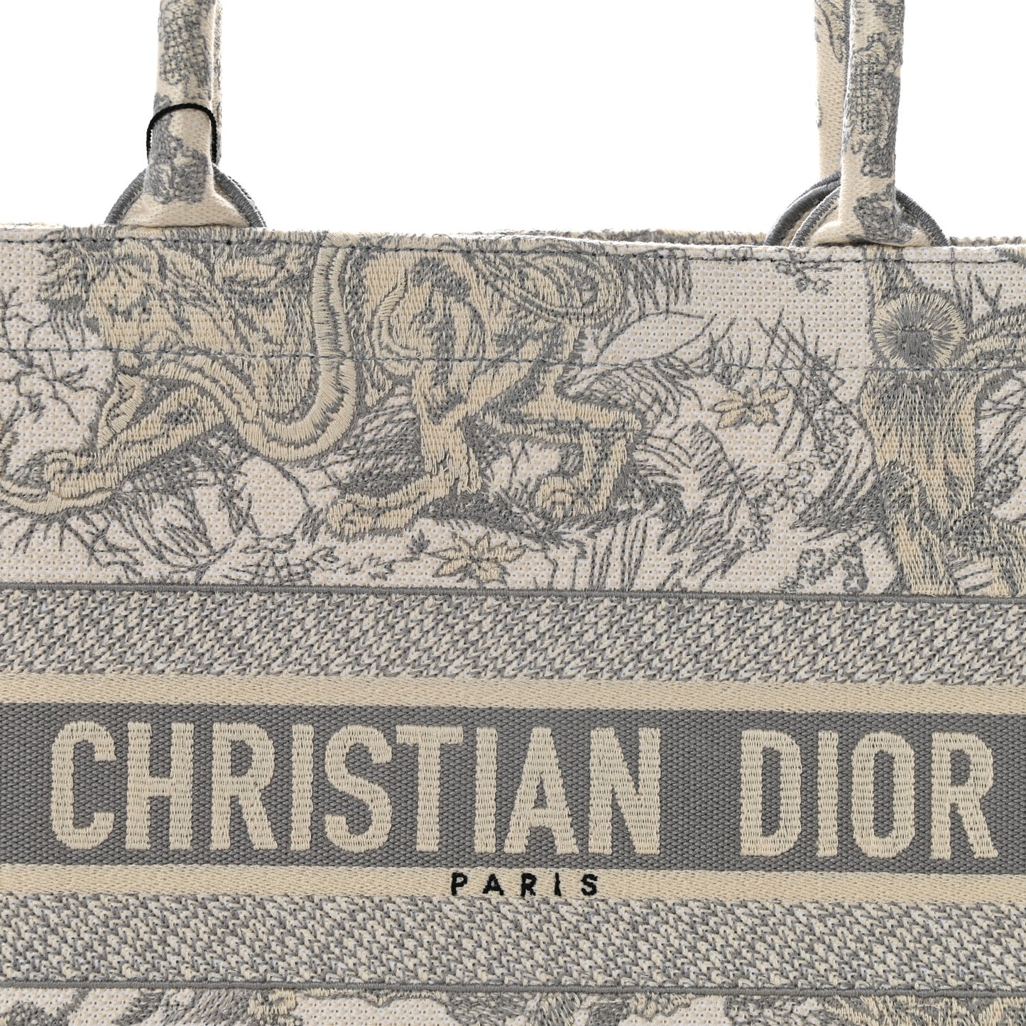 Canvas Embroidered Medium Dioriviera Toile De Jouy Book Tote Gray