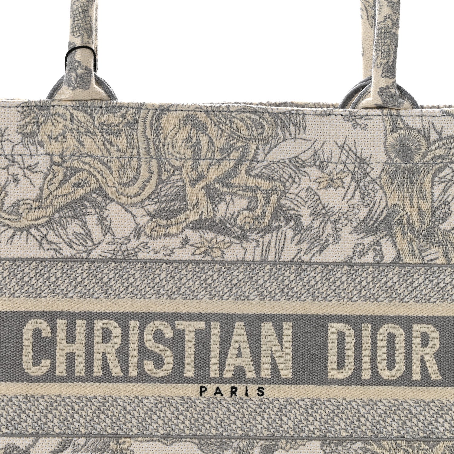 Christian Dior Canvas Embroidered Medium Dioriviera Toile De Jouy Book Tote Gray 8 of 10